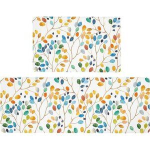 Anti Fatigue Kitchen Mats Set Floral Cushioned Waterproof Non Slip Foam Rugs